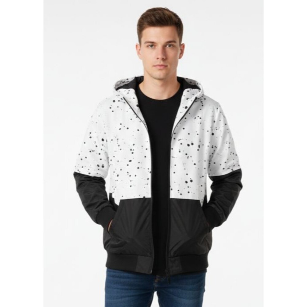 American Stitch Jacket Unisex Lightweight Jacket With Hood Black White XL EUC
